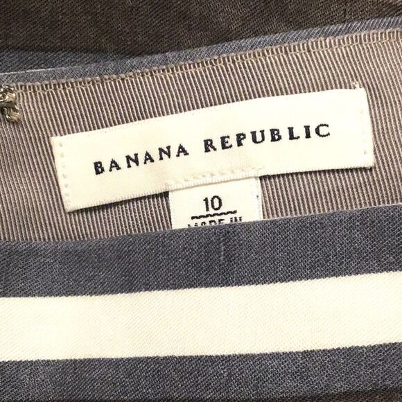 Banana Republic Brown Blue Cream Horizontal Striped A Line Pleated Linen Skirt - Picture 14 of 15